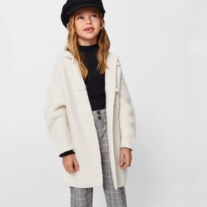 Zara girls off white knit long chunky cardigan